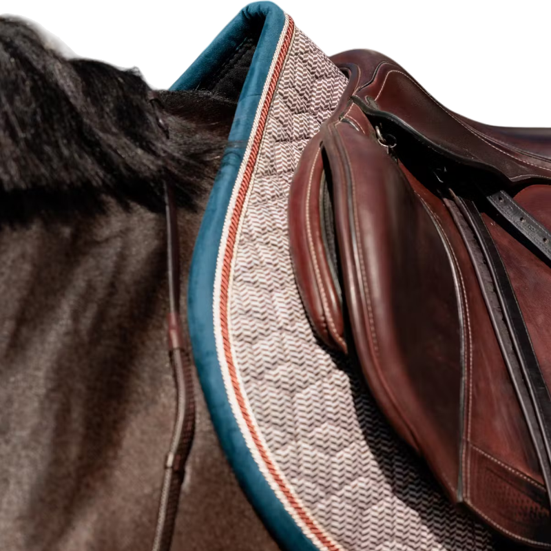 Kentucky Horsewear - Tapis de selle pied de poule bordeaux/ navy | - Ohlala