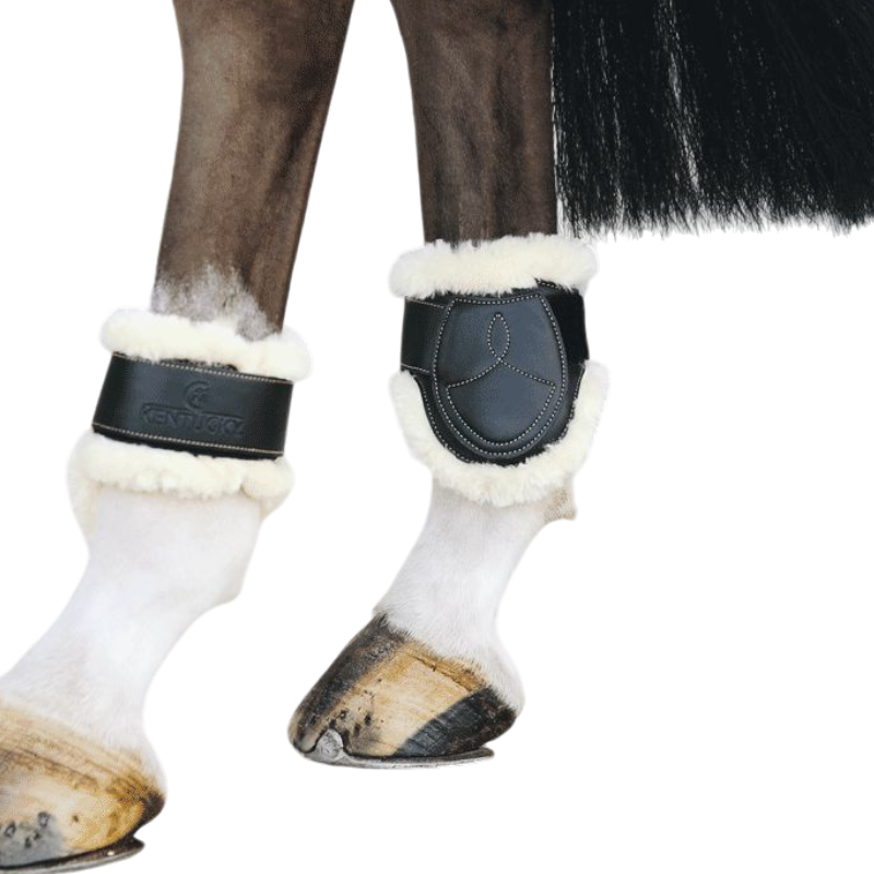 Kentucky Horsewear - Paranocche in pelle e montone nero | - Ohlala