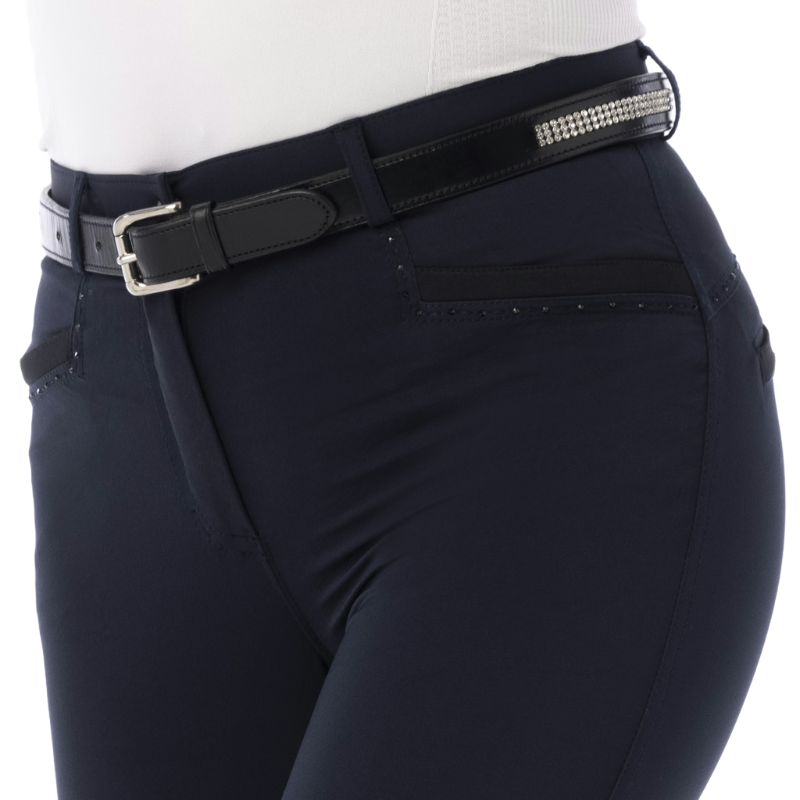 Equithème - Pantaloni da equitazione bambino Safir blu navy/nero | - Ohlala