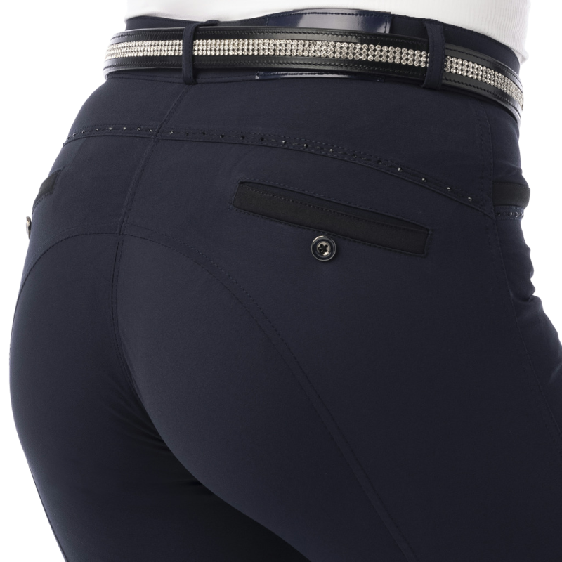 Equithème - Pantaloni da equitazione bambino Safir blu navy/nero | - Ohlala