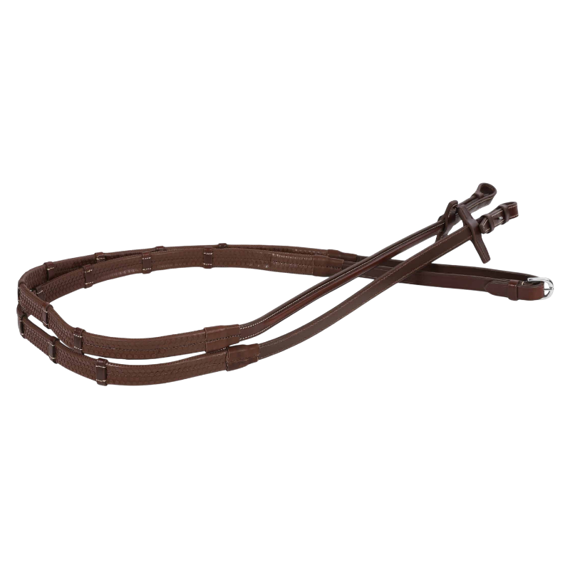 Antarès Sellier - 5/8 16 mm Rubber Signature Sport Reins with Stoppers havana | - Ohlala