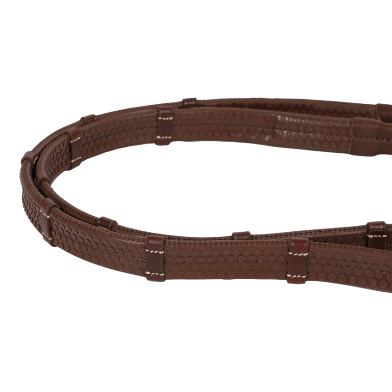 Antarès Sellier - 5/8 16 mm Rubber Signature Sport Reins with Stoppers havana | - Ohlala