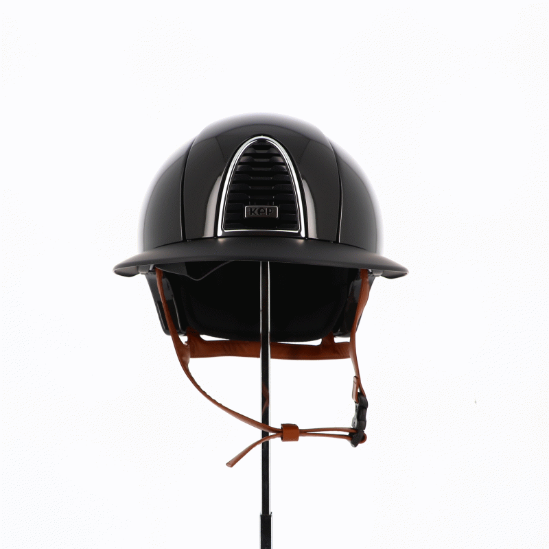 KEP - Cromo 2.0 shine black matt polo helmet beige chin strap | - Ohlala