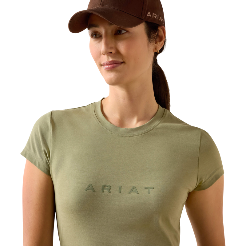 Ariat - T-shirt manches courtes femme The Logo oil green
