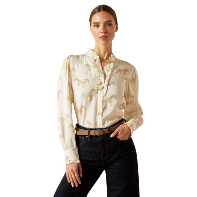 Ariat - Blouse à manches longues femme Cricklade watercolor horse print | - Ohlala