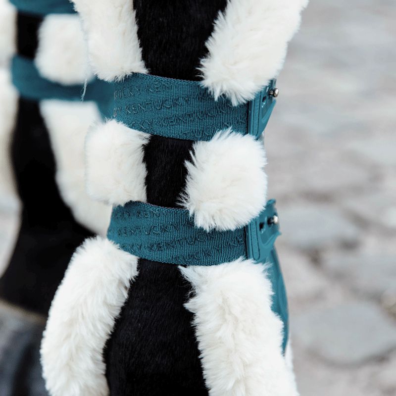 Kentucky Horsewear - Bamboo Elastic open boots vegan sheepskin emerald | - Ohlala