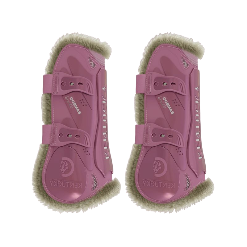Kentucky Horsewear - Open beenbeschermers vegan schapenvacht Bamboo Elastic oud roze | - Ohlala