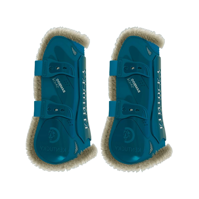 Kentucky Horsewear - Bamboo Elastic emerald vegan sheepskin open boots | - Ohlala
