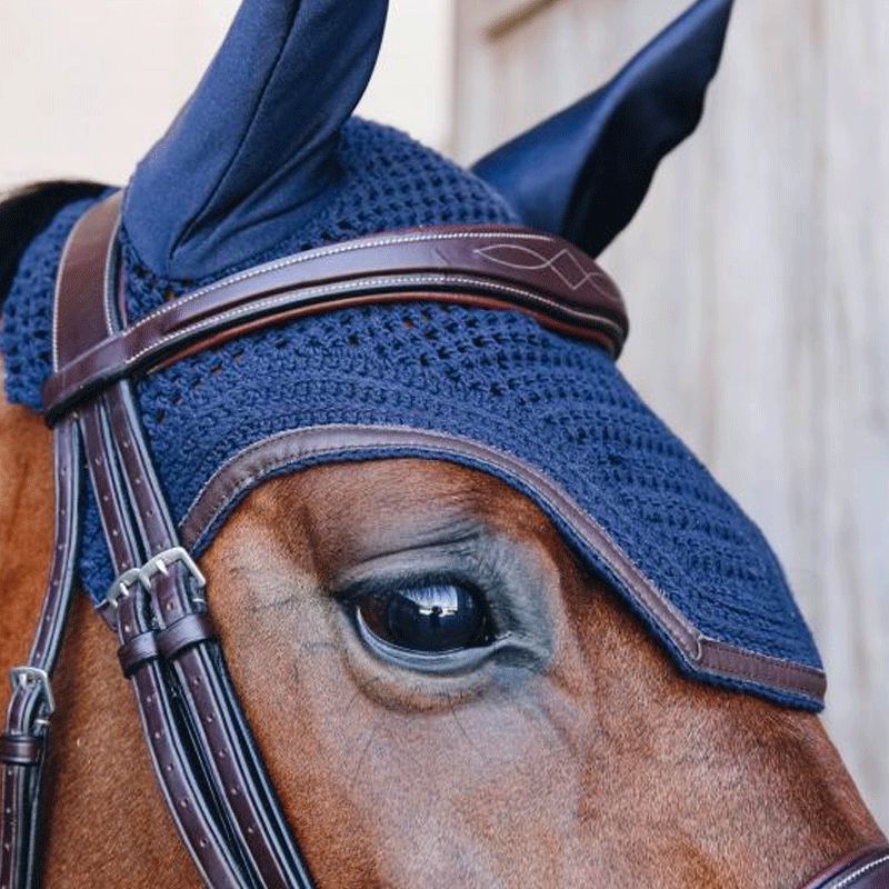 Kentucky Horsewear - Czaprak Wellington skórzany combi Anti-hałas granatowy | - Ohlala
