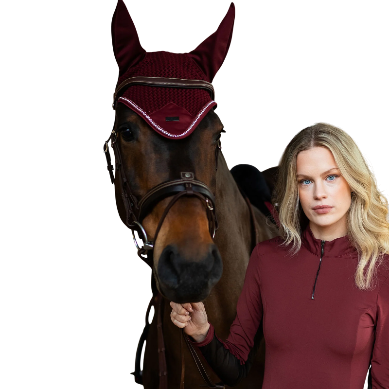 Equestrian Stockholm - Bonnet pour chevaux Modern Crystal bordeaux | - Ohlala