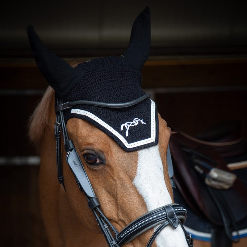 Pénélope - Sattlerstich-Bonnet Fly Baumwolle schwarz | - Ohlala