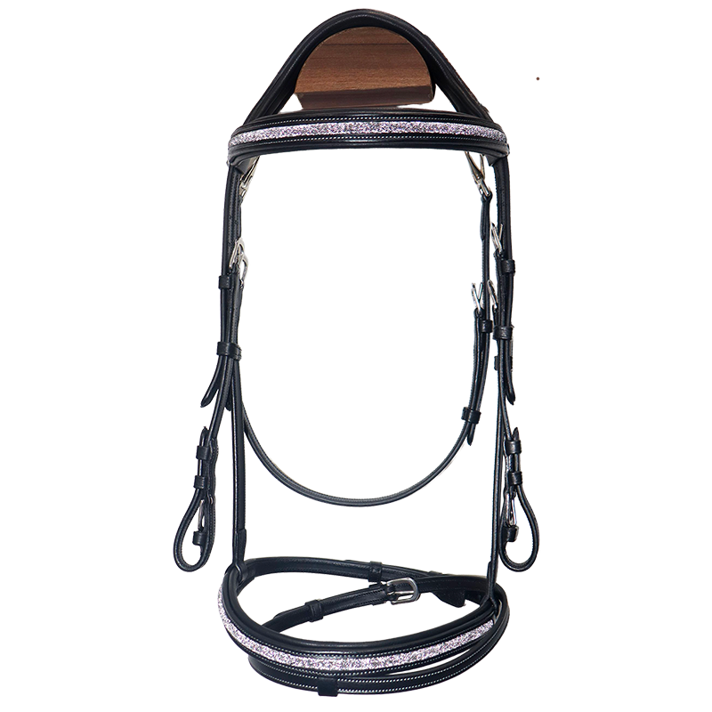 Flags & Cup - Bridon muserolle combinée Aachen noir/ argent | - Ohlala