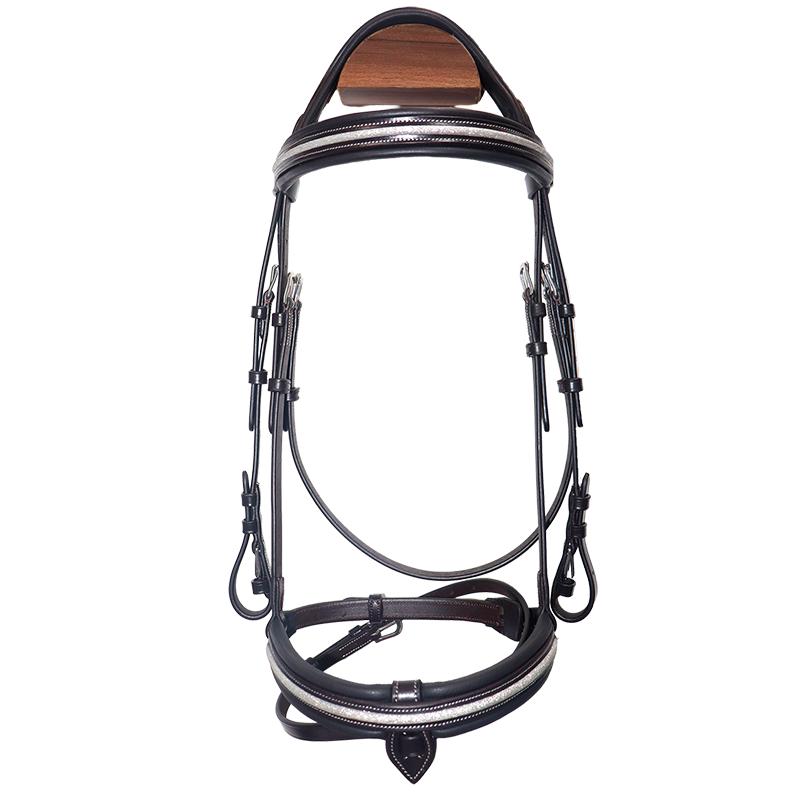 Flags & Cup - Bridon muserolle combinée Aachen marron/ argent | - Ohlala