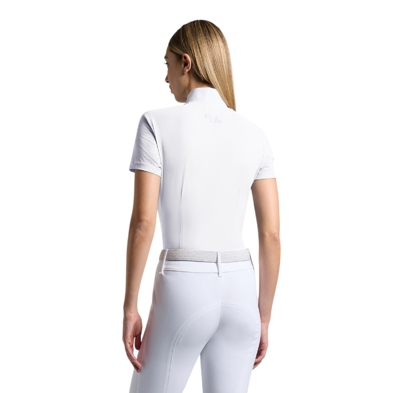 Cavalleria Toscana - Women's short-sleeve competition polo Perforated Jersey Inserts white | - Ohlala