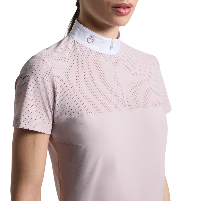 Cavalleria Toscana - Women's Short-Sleeve Competition Polo Perforated Jersey Inserts Violet Ice