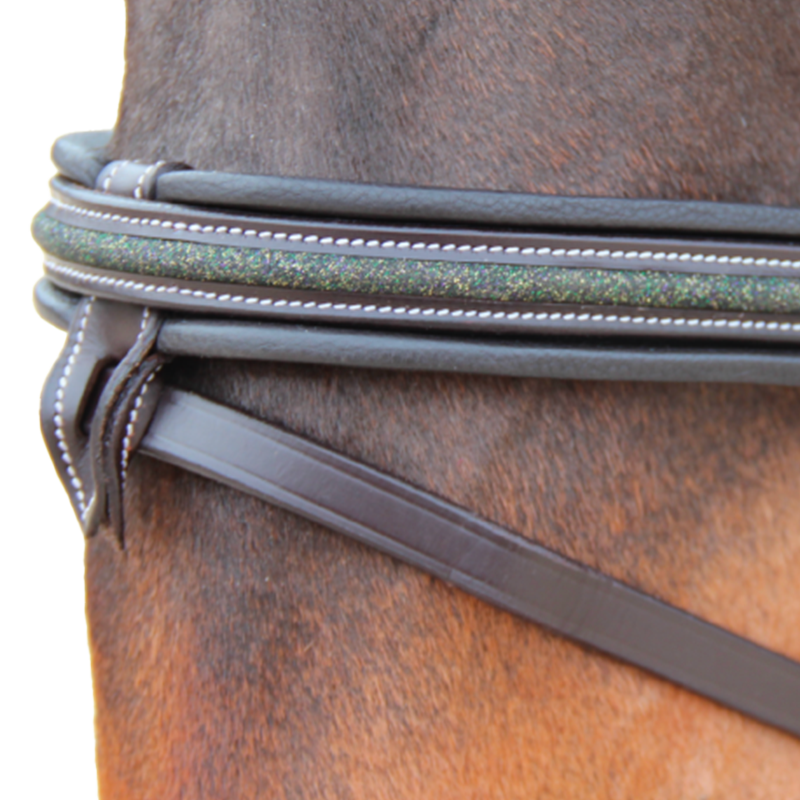 Canter - Bridon muserolle croisée Mylord marron/ vert | - Ohlala