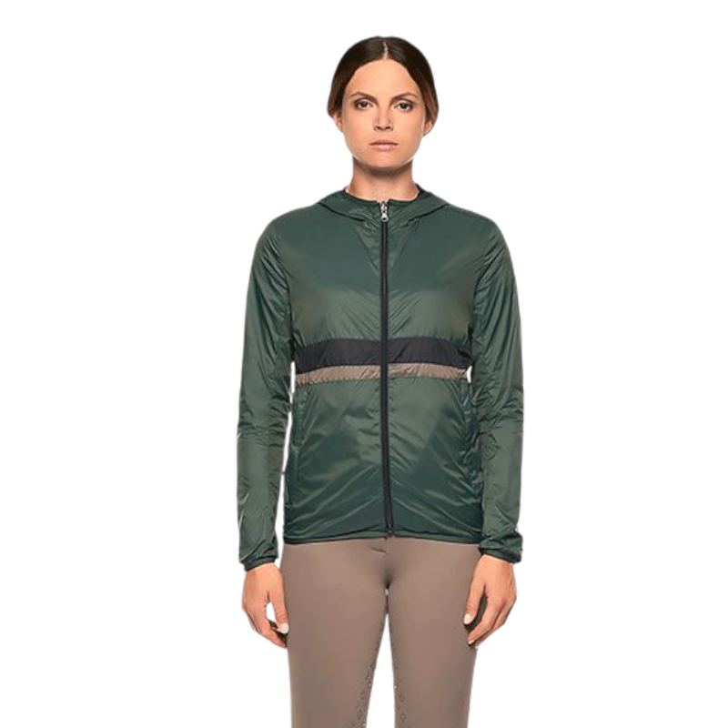 Cavalleria Toscana - Giacca con cappuccio donna leggera e reversibile blu navy/verde | - Ohlala