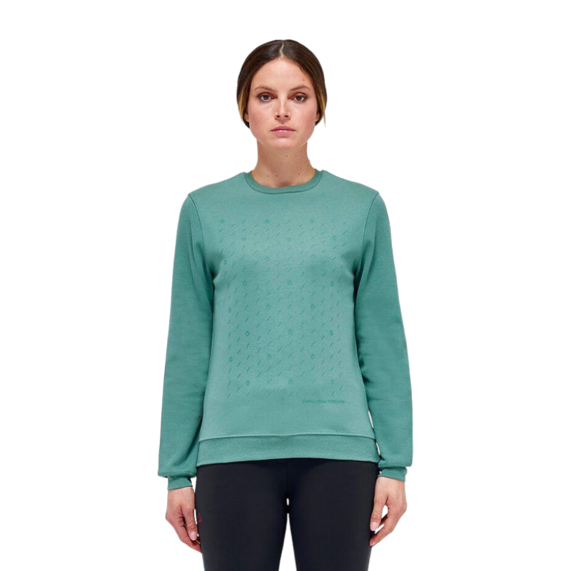 Cavalleria Toscana - Women's emerald cotton piqué sweatshirt | - Ohlala