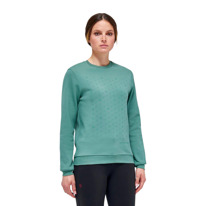 Cavalleria Toscana - Women's emerald cotton piqué sweatshirt | - Ohlala