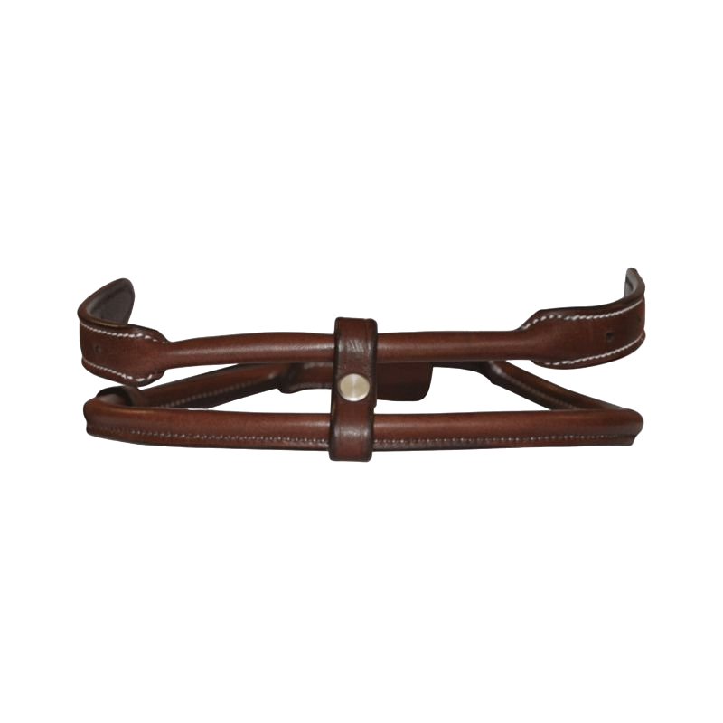 Flags & Cup - Brown round leather noseband center