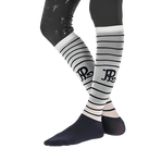 Pénélope - Chaussettes d’équitation concours rayé marine/crème (x2) | - Ohlala