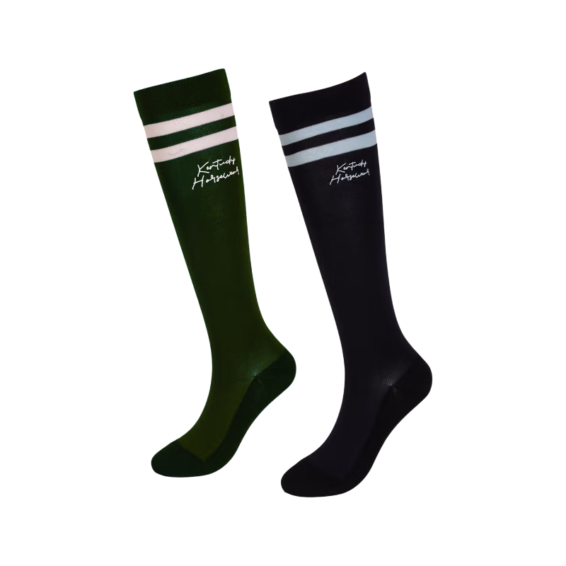 Kentucky Horsewear - Calcetines de equitación Stripes marino/ verde oscuro x2 | - Ohlala