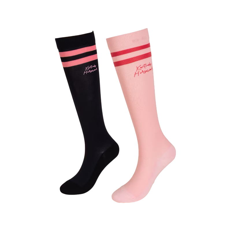 Kentucky Horsewear - Stripes riding socks navy/light pink x2 | - Ohlala
