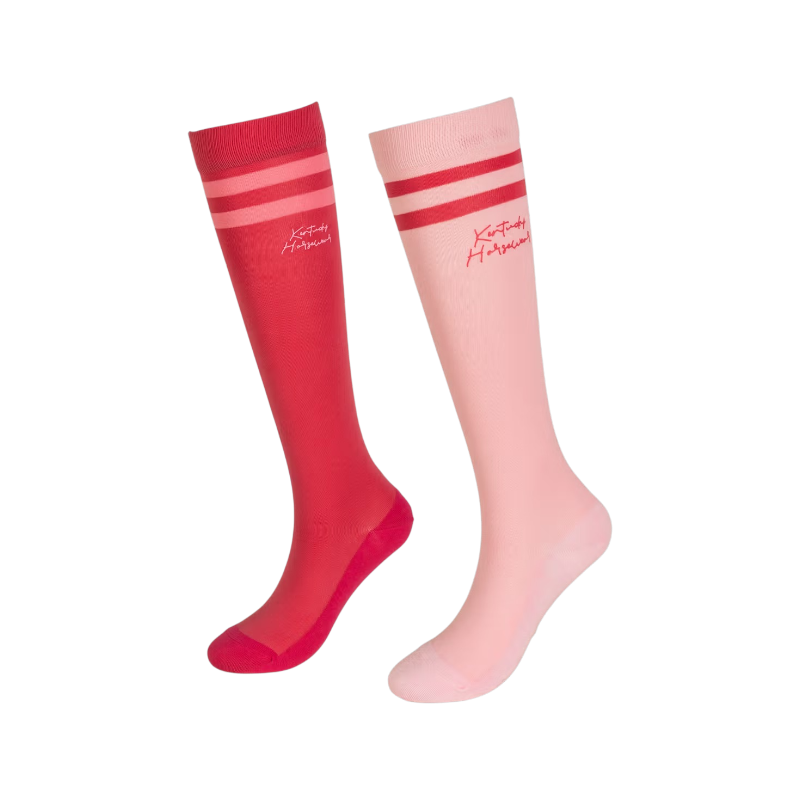 Kentucky Horsewear - Rijsokken Stripes roze/ lichtroze x2 | - Ohlala