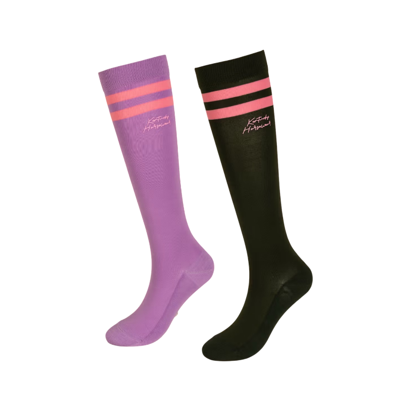 Kentucky Horsewear - 乗馬ソックス Stripes バイオレット/ダークグリーン 2足セット | - Ohlala