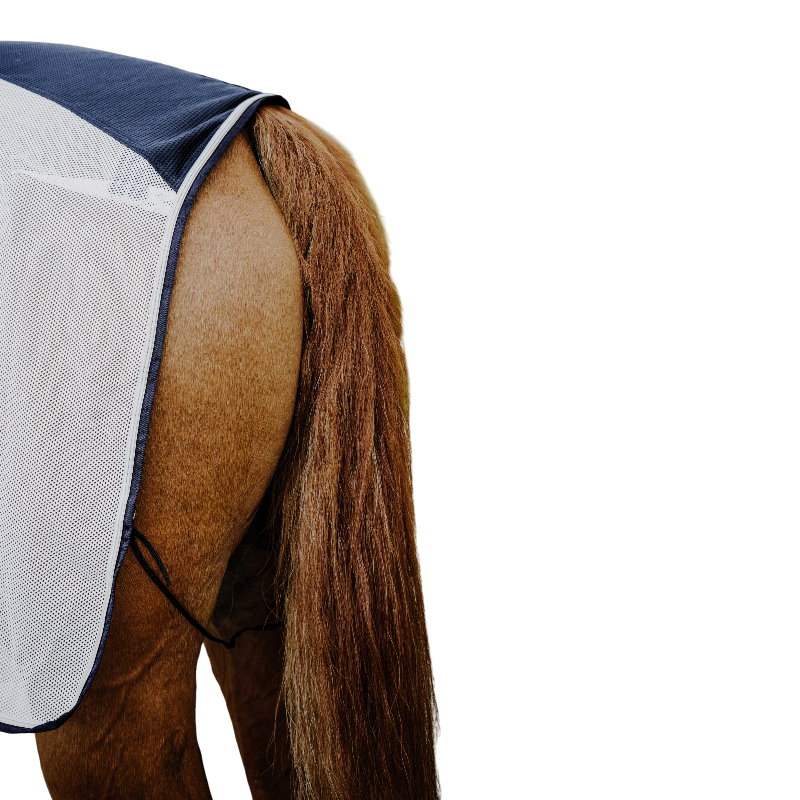 Equithème - Couvre-reins Flycool marine/ blanc | - Ohlala