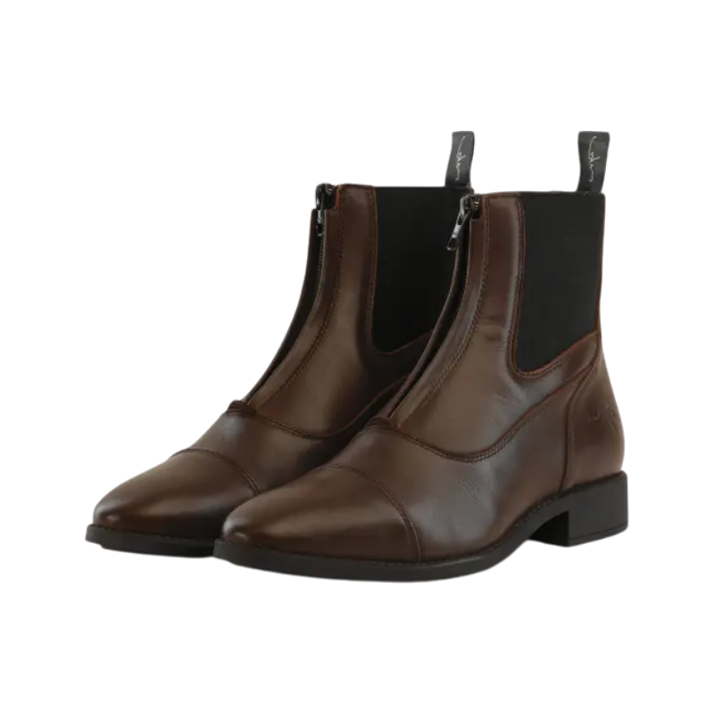 Dyon - Boots d'équitation en cuir avec fermeture éclair marron | - Ohlala