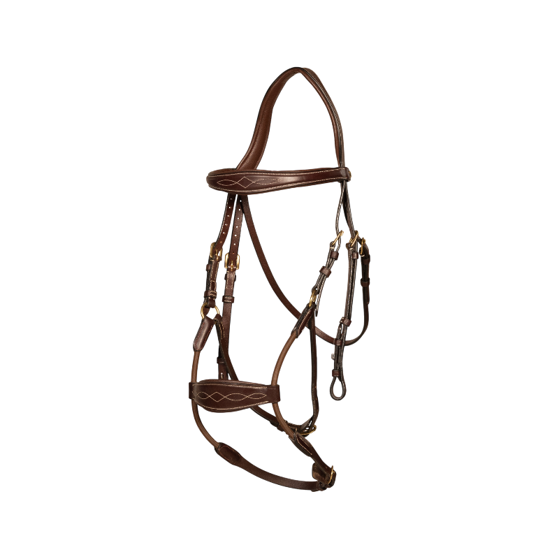 Dyon - Elastic hybrid bridle noseband D Collection havana | - Ohlala
