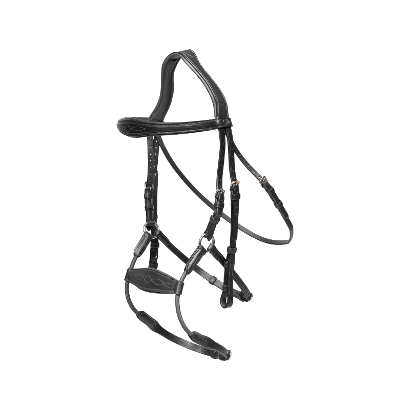 Dyon - Elastic hybrid bridle noseband New English Collection black | - Ohlala