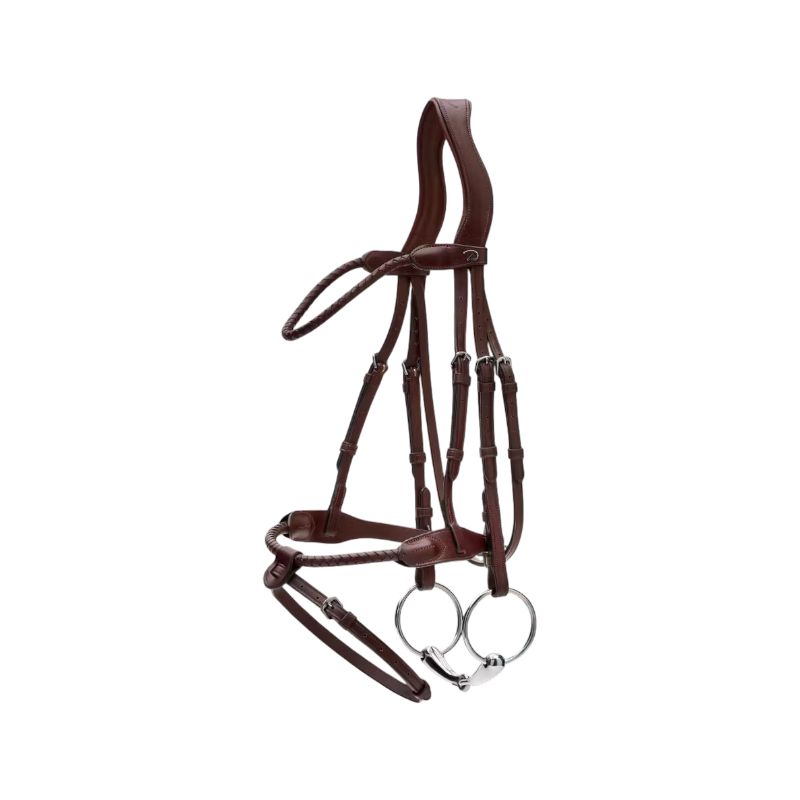 Dyon - Bridon tressé avec noseband amovible New English Collection marron | - Ohlala