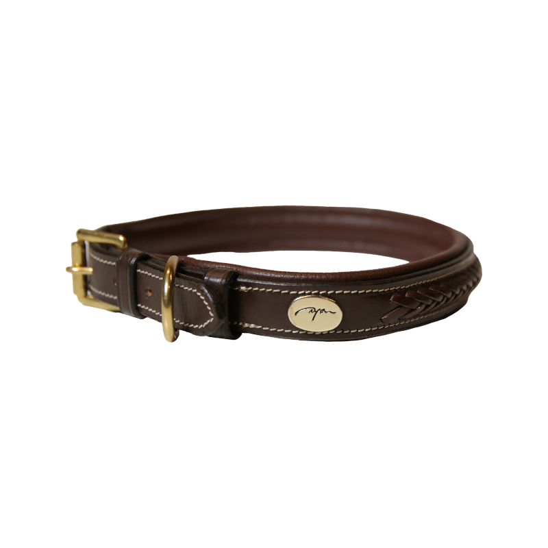 Dyon - Flat braided dog collar brown | - Ohlala