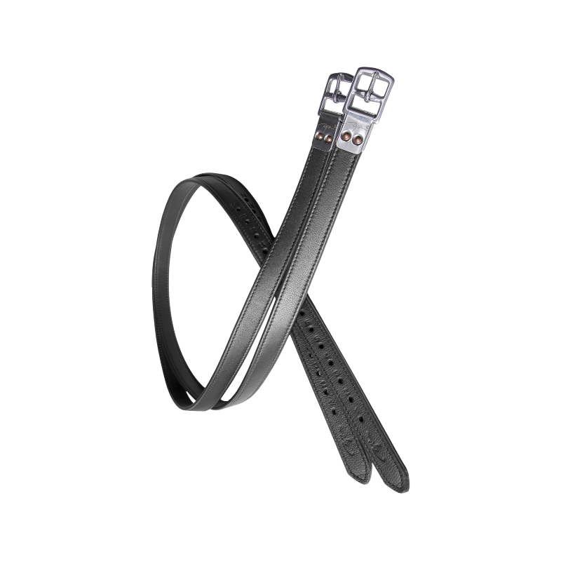 Dyon - Soft Premium leather stirrup leathers black | - Ohlala