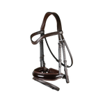 Dyon - Wide patent combination noseband bridle Working By Dyon havana | - Ohlala