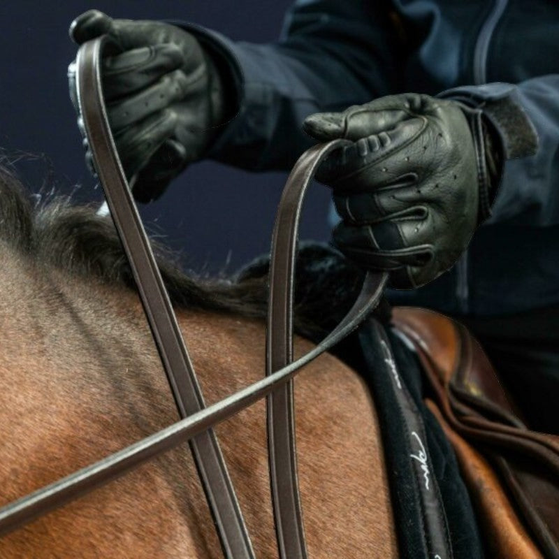 Dyon - Full leather bridle reins 1/2 New English Collection black | - Ohlala