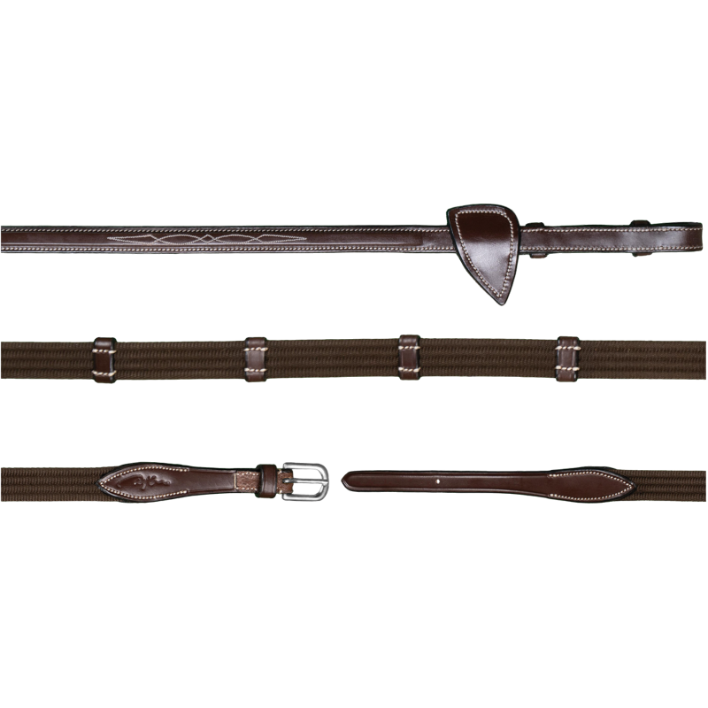 Dyon - Fabric 5/8 Reins with 9 stoppers US Collection brown | - Ohlala