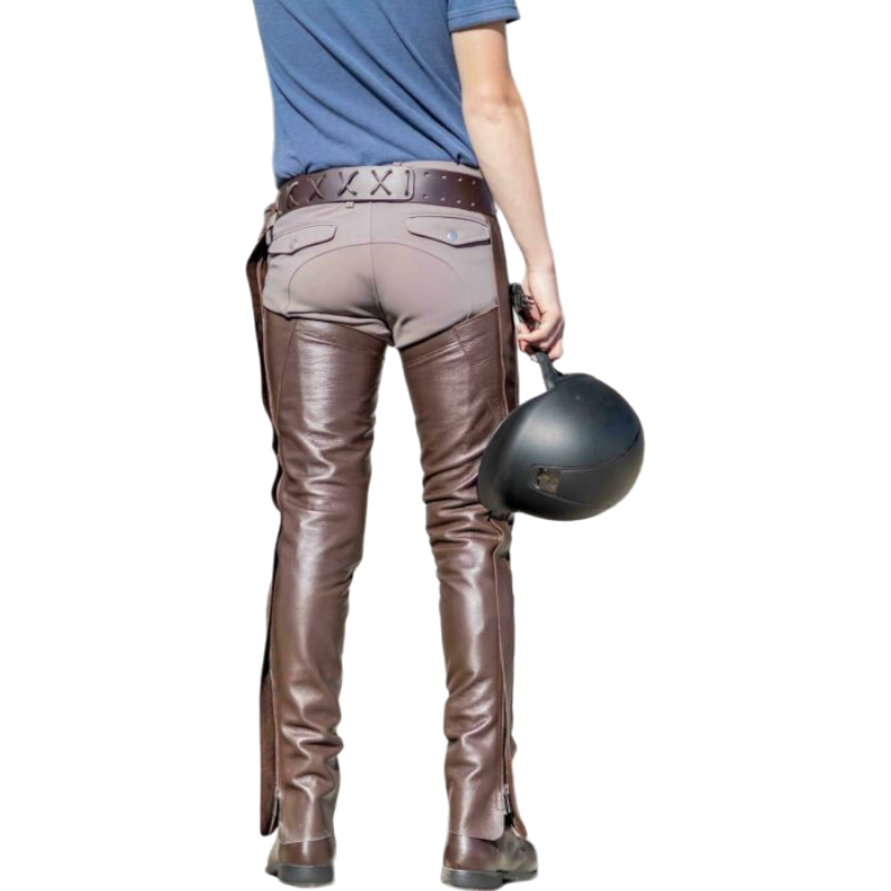 Brown leather long chaps | - Ohlala