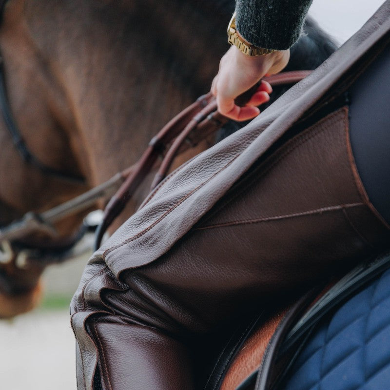 Brown leather long chaps | - Ohlala
