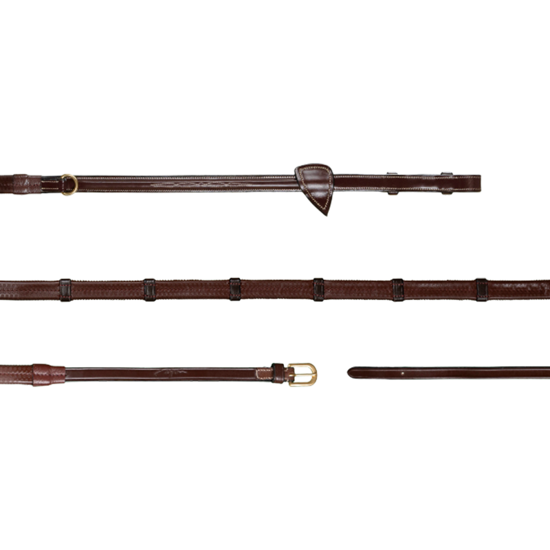 Dyon - Howlett Half Rubber Reins with 7 Stops D Collection Brown | - Ohlala