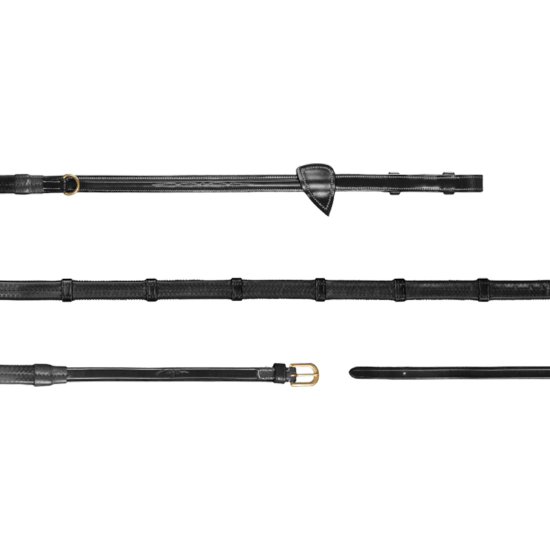 Dyon - Howlett 1/2 Rubber Reins with 7 Stops D Collection Black | - Ohlala