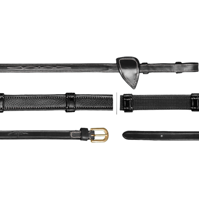 Dyon - Hunter reins 5/8 with 7 stoppers D Collection black | - Ohlala