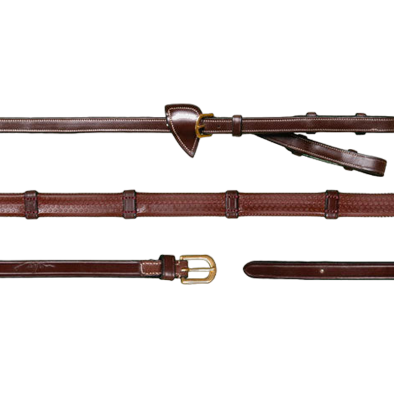 Dyon - Rubber grip reins 1/2 with 7 stops D Collection brown | - Ohlala