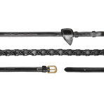 Dyon - Rênes tressées 1/2 D Collection noir | - Ohlala
