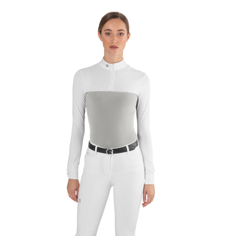 Ego7 - Damen-Turnierpolo langarm Mesh ice gray | - Ohlala