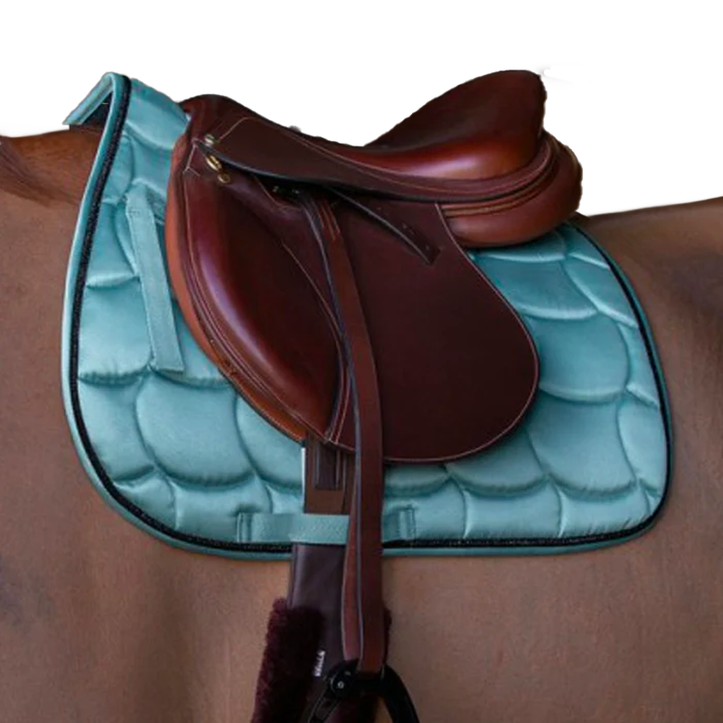Equithème - Satin saddle pad grey blue | - Ohlala