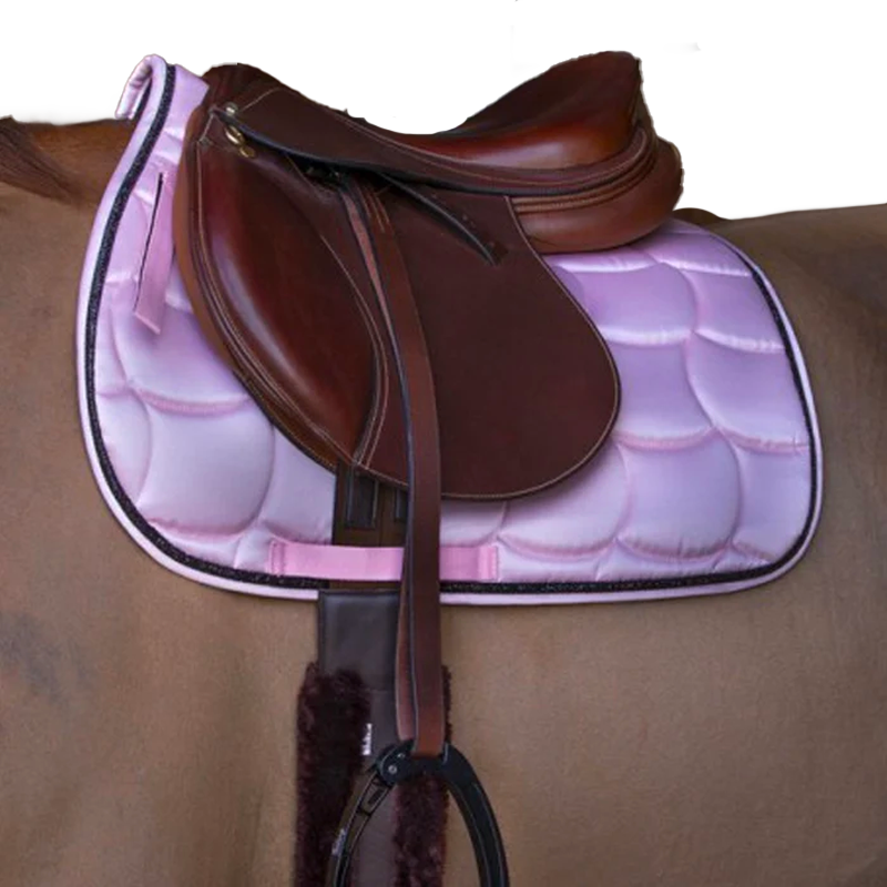 Equithème - Satin saddle pad light pink | - Ohlala