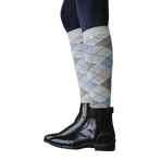 Equithème - Chaussettes d'équitation Argyle gris clair/ ciel | - Ohlala